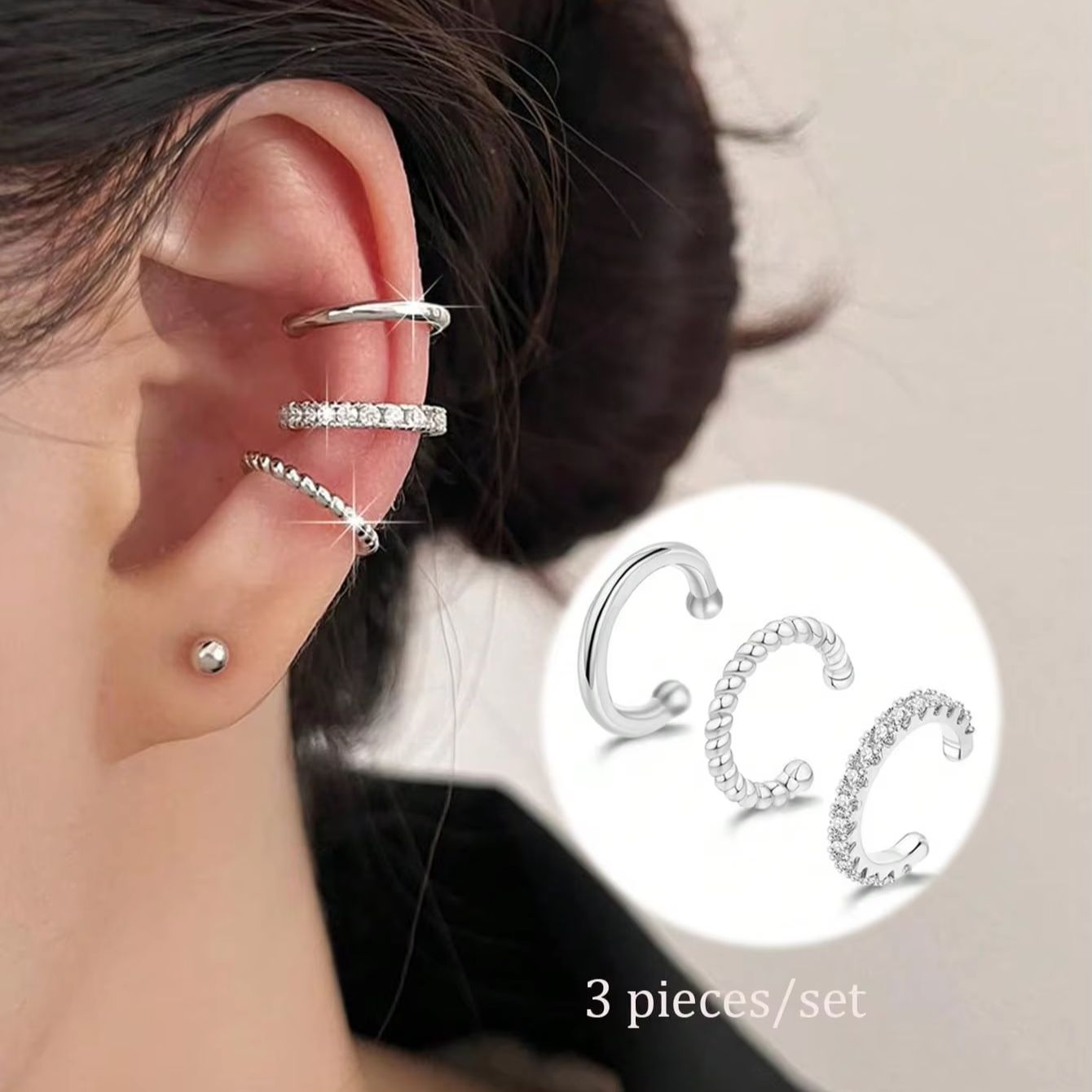 Body Jewelry Hypoallergenic - Lot de 3 boucles d'oreilles manchette
