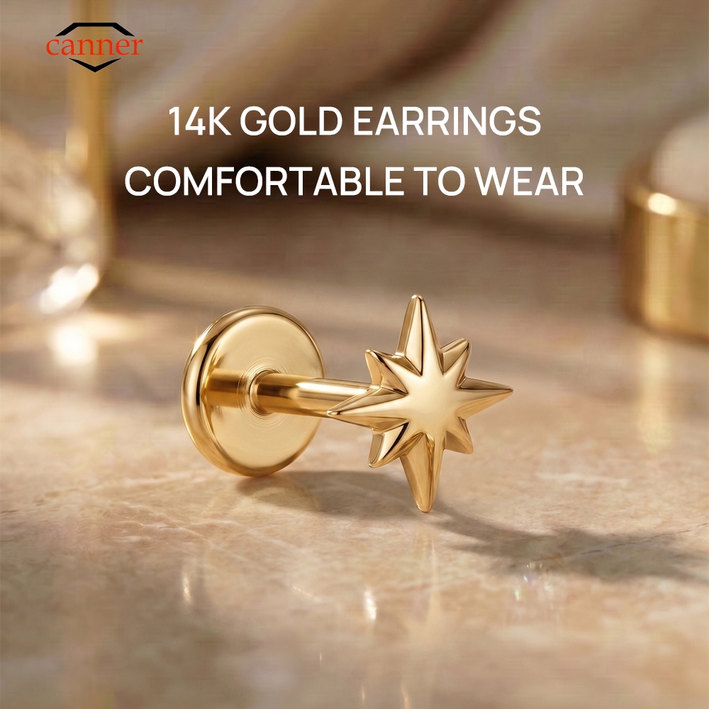 Body Jewelry Hypoallergenic - CANNER 1PC 14K Or massif étoile