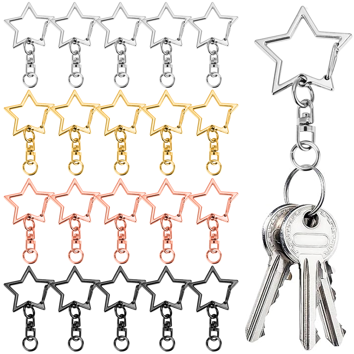 Body Jewelry Diy - Lot de 10/20/30/50 porte-clés rotatifs en