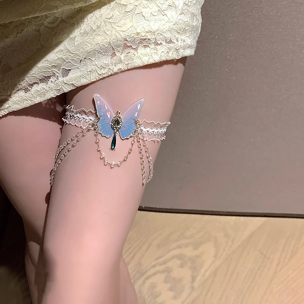 Body Jewelry Chain - JOSWEET-Jambe en dentelle élastique à motif