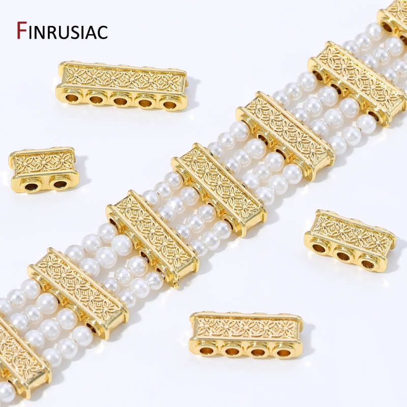 Body Jewelry Diy - Perles entretoises rectangulaires en laiton plaqué