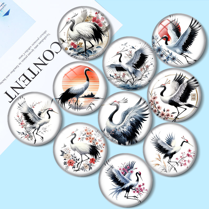 Body Jewelry Top - Cabochons en verre motif grue chinoise