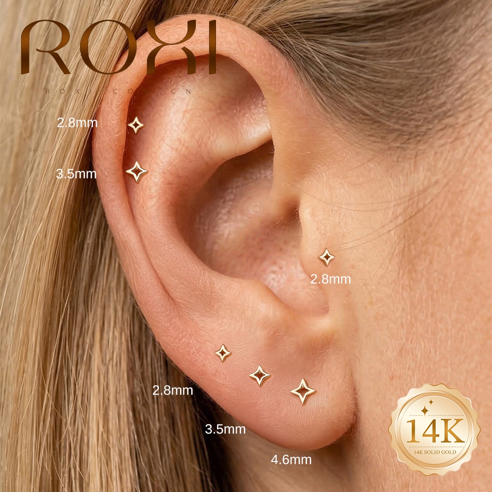 Body Jewelry Hypoallergenic - ROXI 1PC 5/6/8mm 14K Or massif