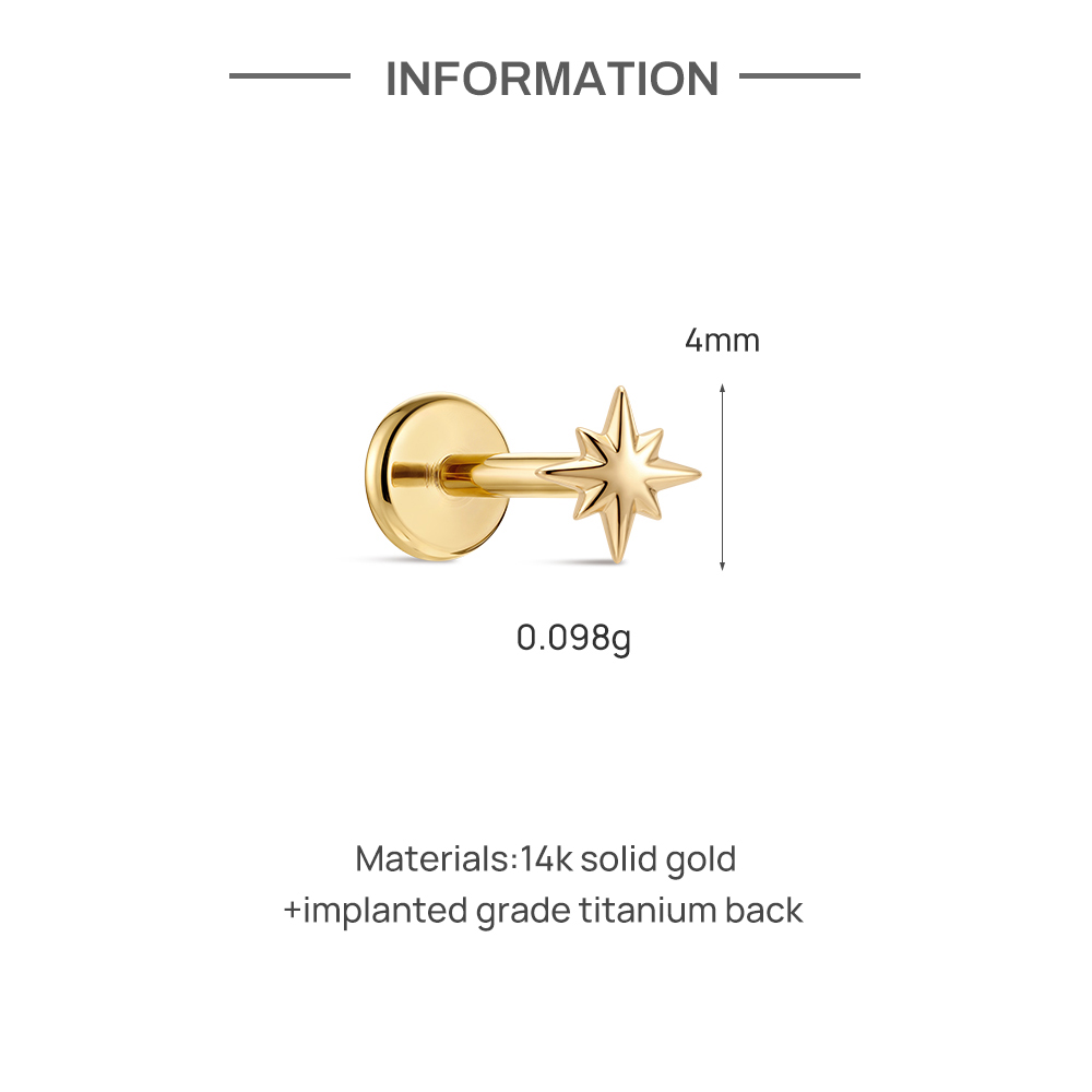 CANNER 1PC 14K Or massif étoil - Body Jewelry Hypoallergenic avis et prix