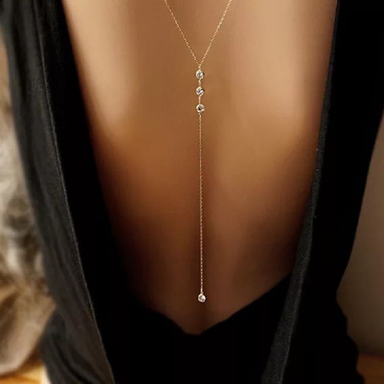 Collier chaîne arrière en stra - Body Jewelry Chain avis et prix
