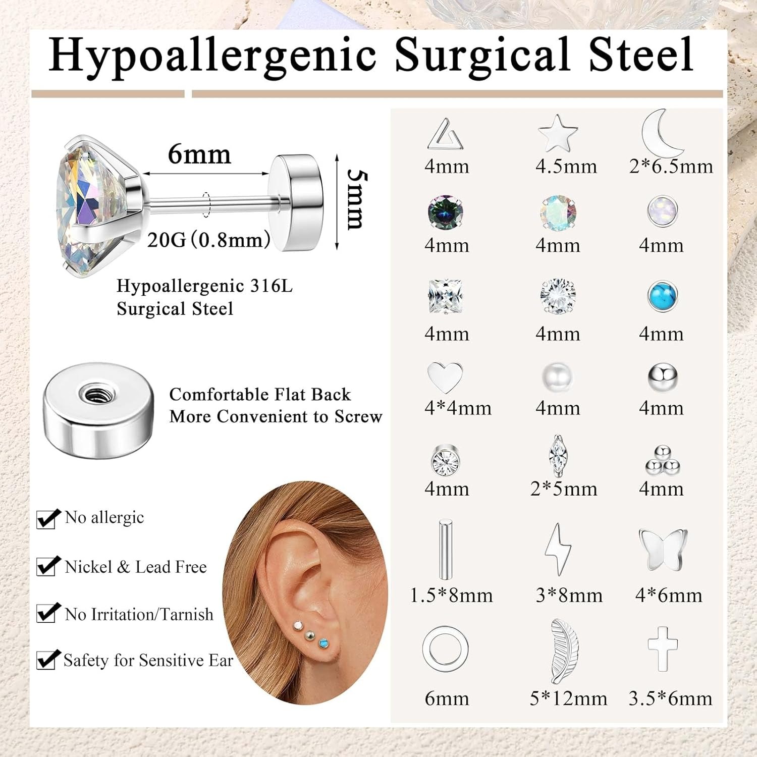 Florideco 1 paire de boucles d - Body Jewelry Hypoallergenic avis et prix